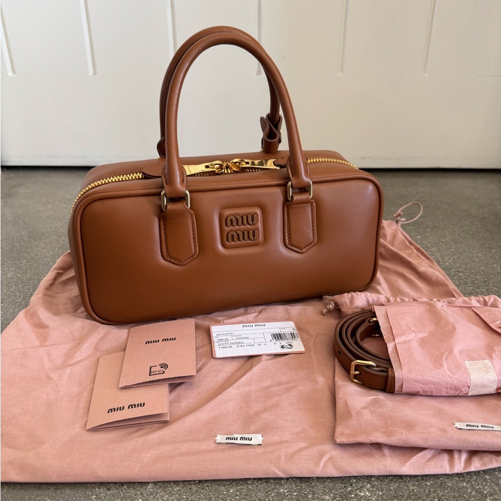 Authentic Miu Miu Arcadie Bag Large in Cognac
